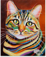 Load image into Gallery viewer, Colorful abstract portrait of a tabby  on a brown background
