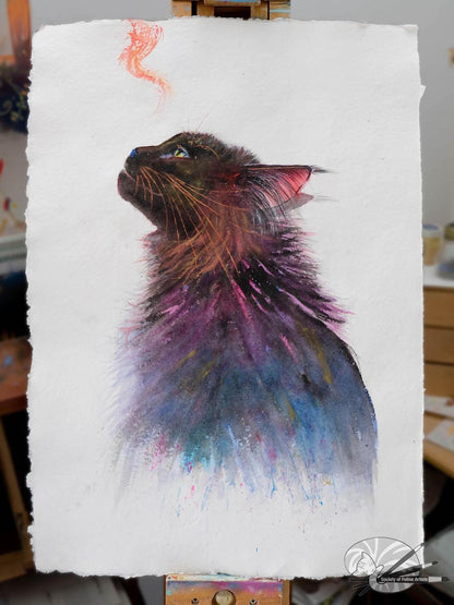 Flash - Black Cat Watercolour