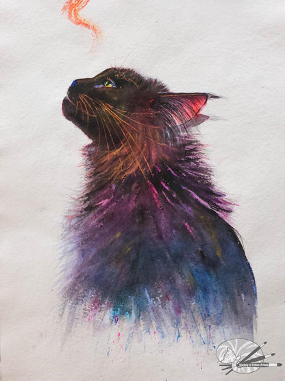 Flash - Black Cat Watercolour