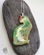 Load image into Gallery viewer, Reversible Cat Necklace - Green/Orange
