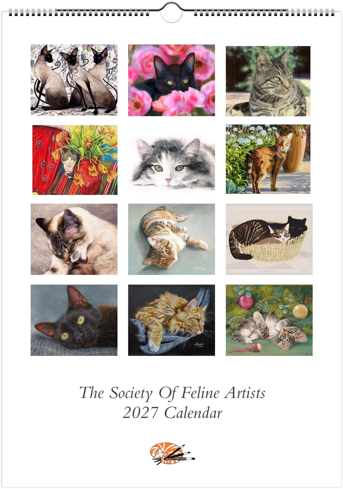 2027 Society Of Feline Artists A3 Wall Calendar
