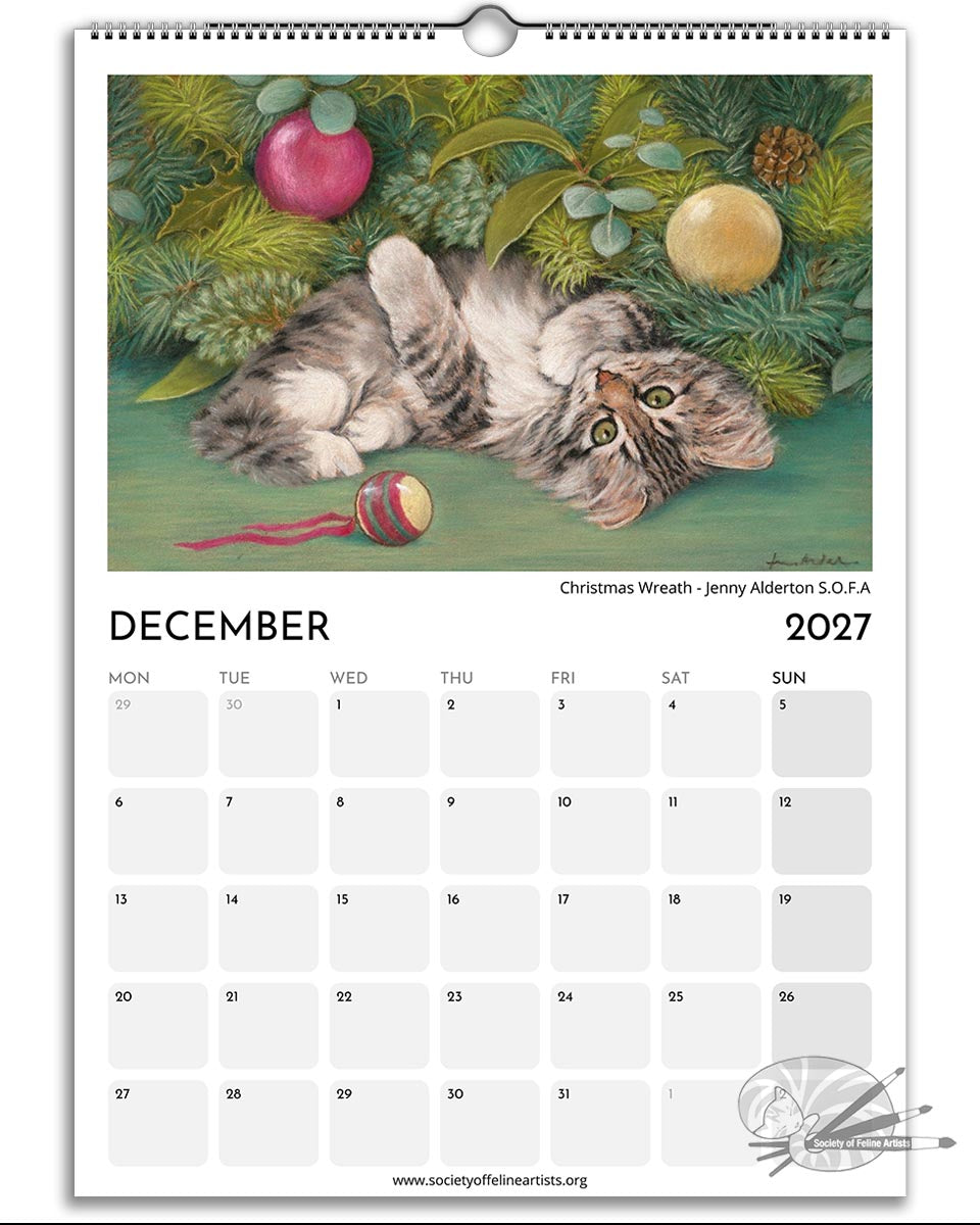 2027 Society Of Feline Artists A3 Wall Calendar