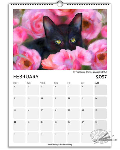 2027 Society Of Feline Artists A3 Wall Calendar