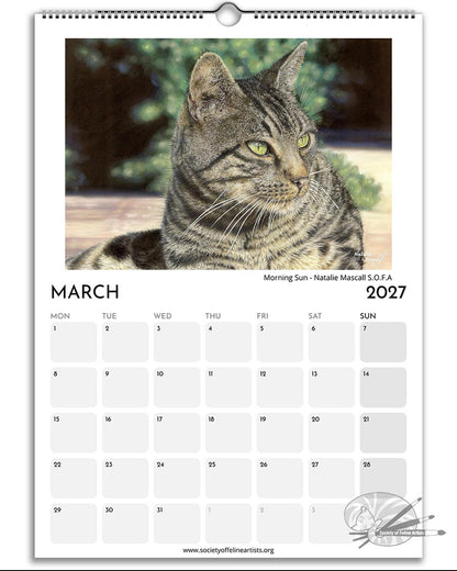 2027 Society Of Feline Artists A3 Wall Calendar