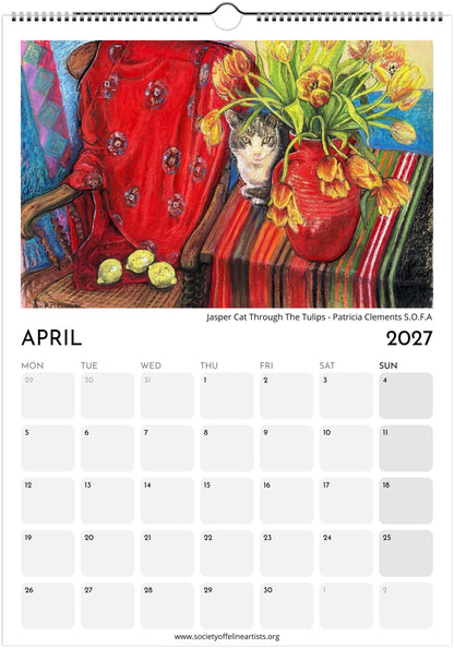 2027 Society Of Feline Artists A3 Wall Calendar