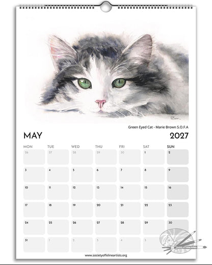 2027 Society Of Feline Artists A3 Wall Calendar