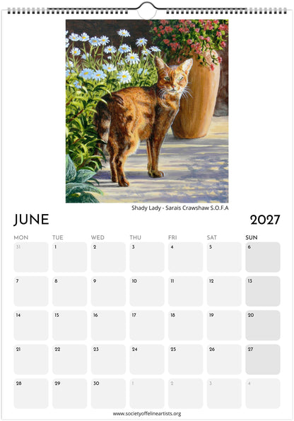 2027 Society Of Feline Artists A3 Wall Calendar