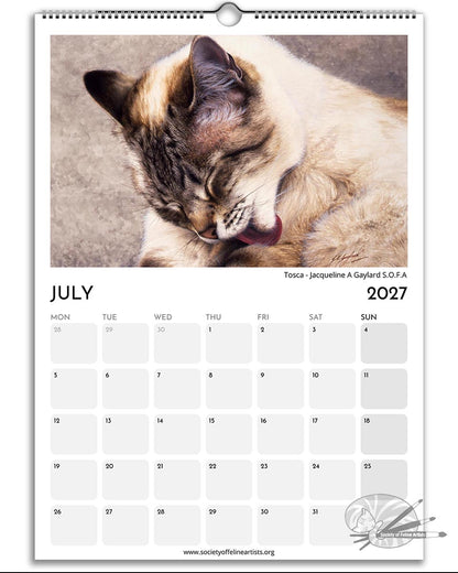2027 Society Of Feline Artists A3 Wall Calendar