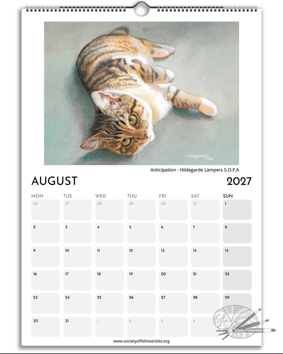 2027 Society Of Feline Artists A3 Wall Calendar